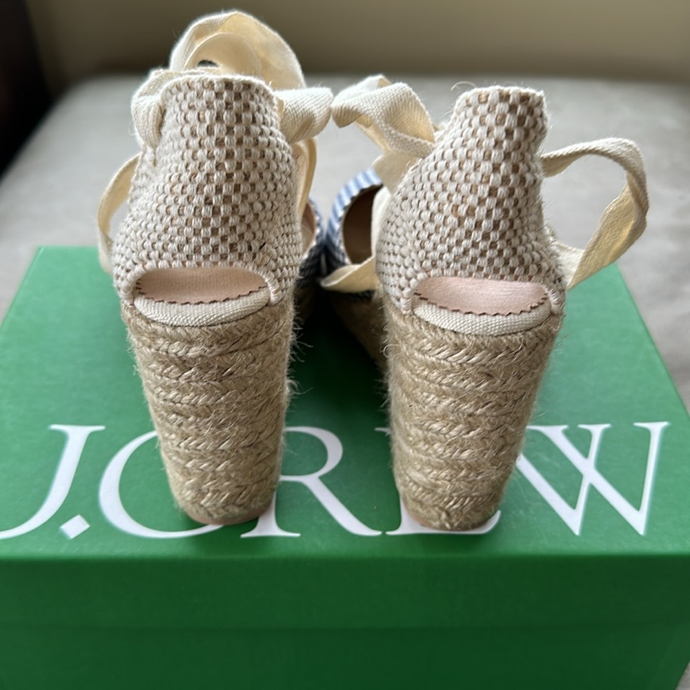 Lace up high heel espadrilles in gingham - Picture 5 of 5